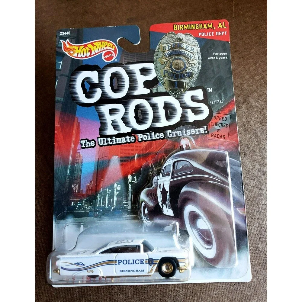 1999 Hot Wheels '59 IMPALA White COP RODS Birmingham AL Police Dept 1:64 Gold RR